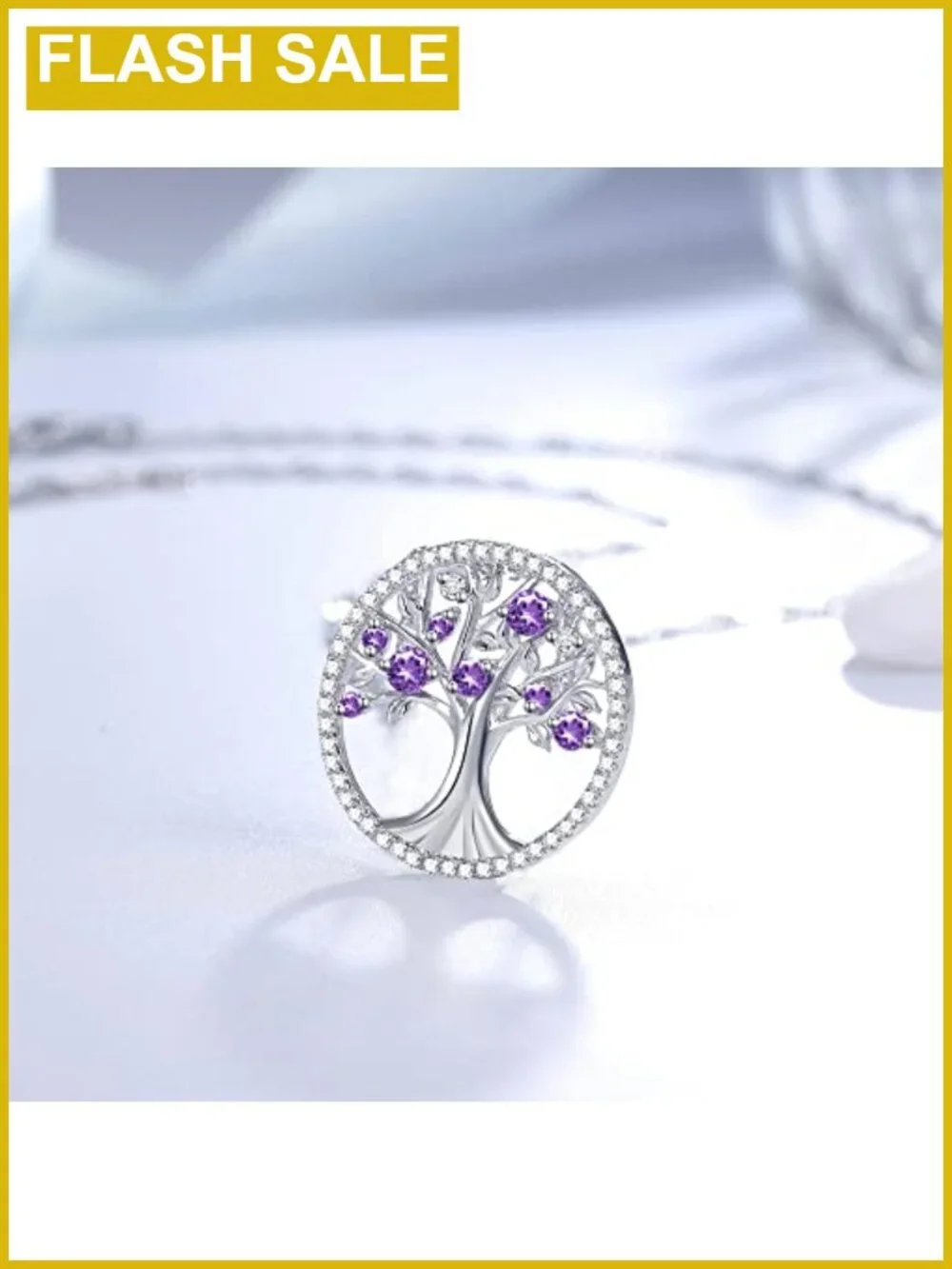 925 Sterling Silver Tree of Life Pendant Necklace 18K White Gold Plated